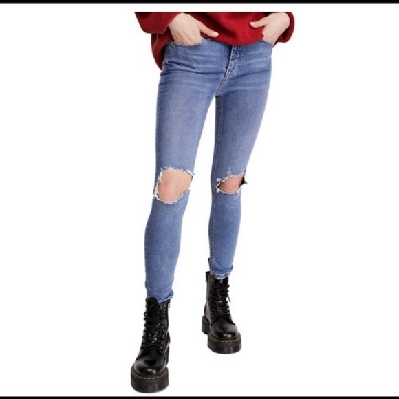 FREE PEOPLE  Busted in Mid Stone Blue Skinny Jeans, Size 25 - Picture 1 of 10